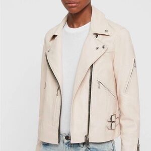 All Saints Light Beige Leather Jacket